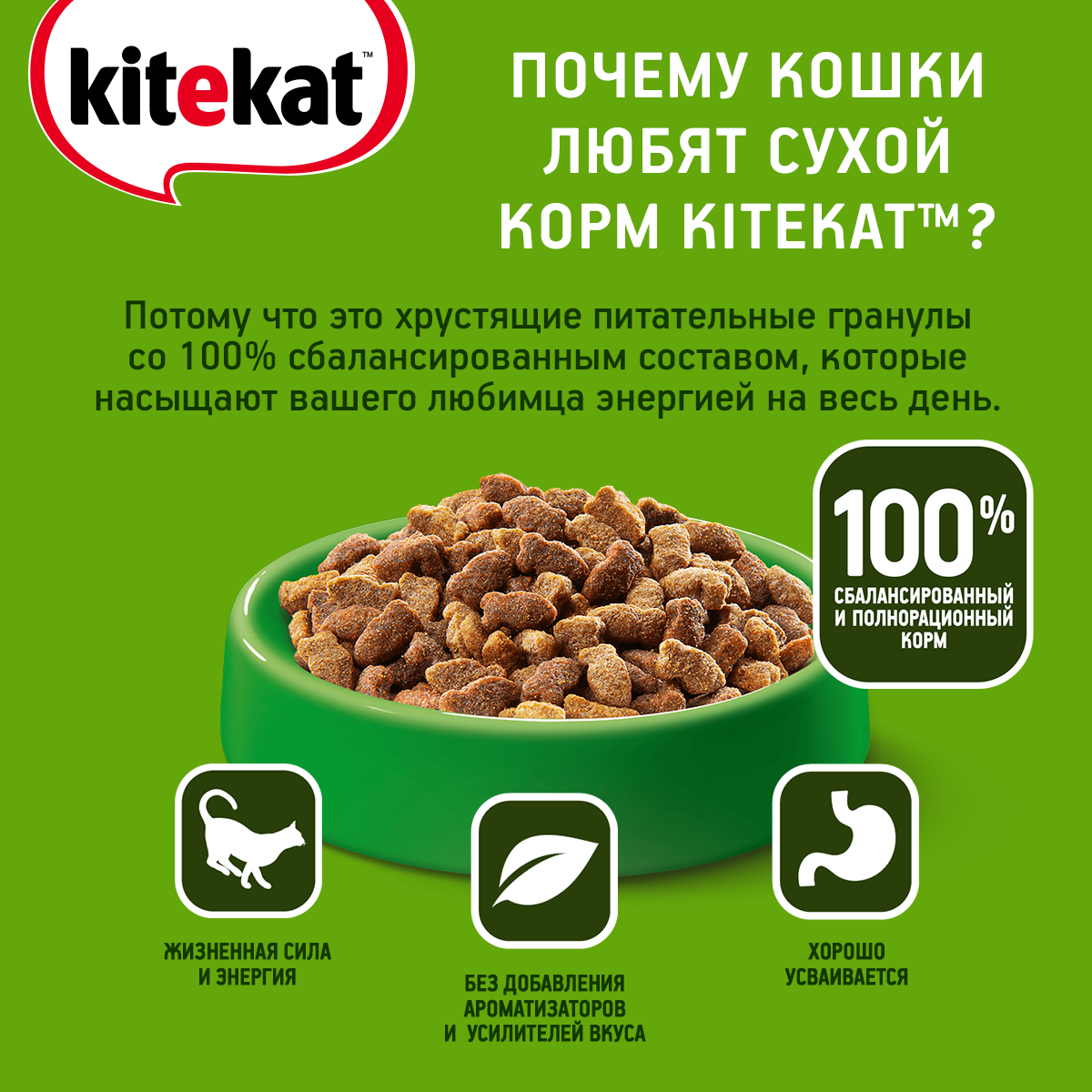 Сухой корм Kitekat Улов рыбака для взрослых кошек, 1.9 кг