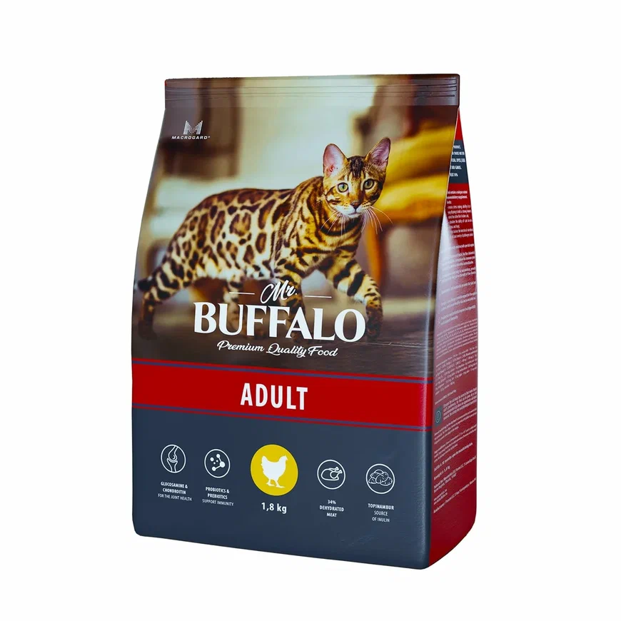 Сухой корм MR.BUFFALO ADULT для взрослых кошек, с курицей 1,8 кг
