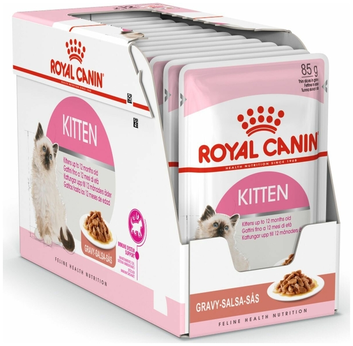 Влажный корм для котят в возрасте до 12 месяцев Royal Canin Kitten (мелкие кусочки в соусе), 85 г