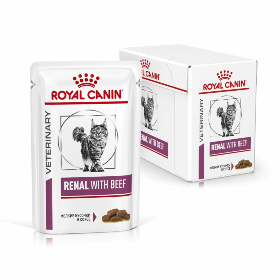 Влажный корм Royal Canin Renal для взрослых кошек, для поддержания функции почек, с говядиной, 85 г