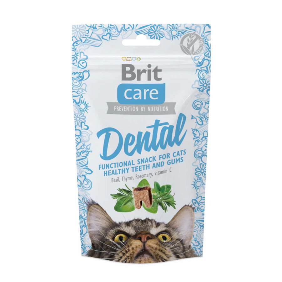 Лакомство Brit Care Dental для кошек, для поддержания здоровья полости рта, 50 г