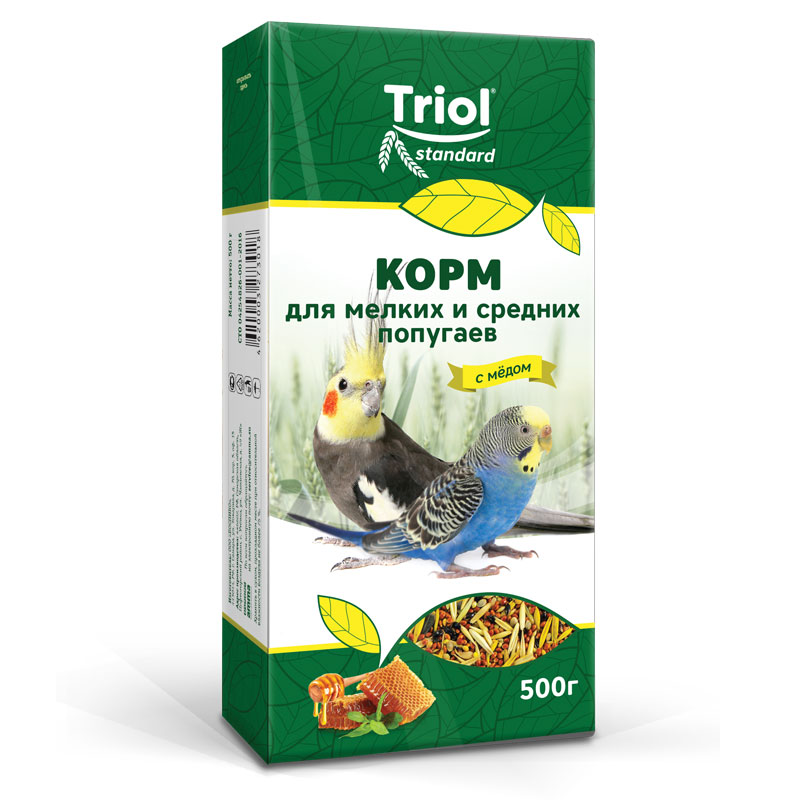 Корм для мелких и средних попугаев Тriol Standard с мёдом, 500 г
