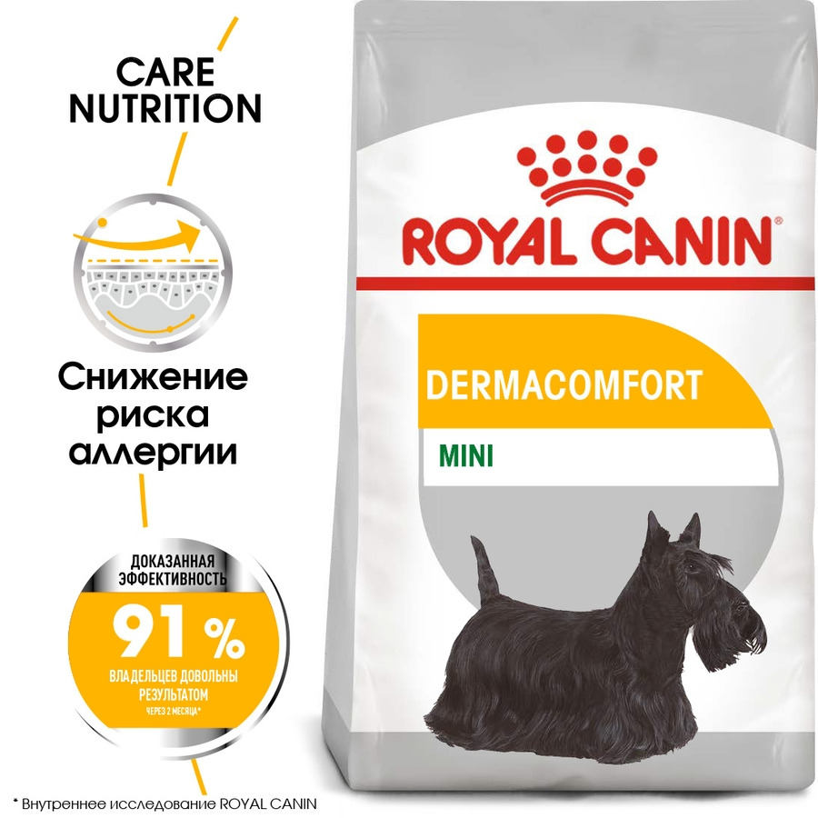 Сухой корм Royal Canin Dermacomfort для собак мелких пород, при раздражениях и зуде 1кг
