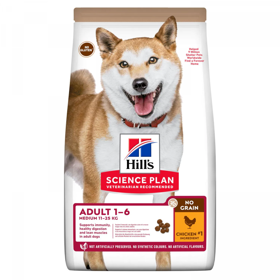 Сухой корм для собак средних пород  Hill's Science Plan No Grain беззлаковый, с курицей 2,5 кг