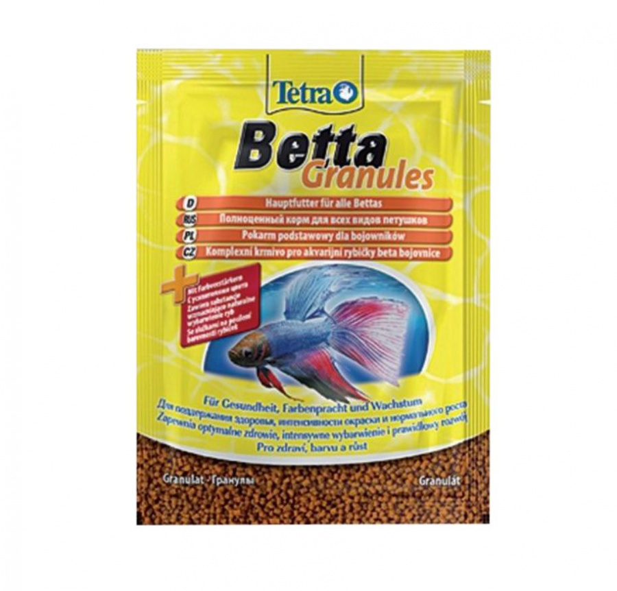 Корм для всех видов рыб петушков TetraBetta Granules, гранулы, 5 г