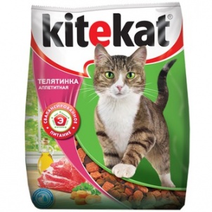 Корм сухой Kitekat для взрослых кошек, с телятиной, 350 г
