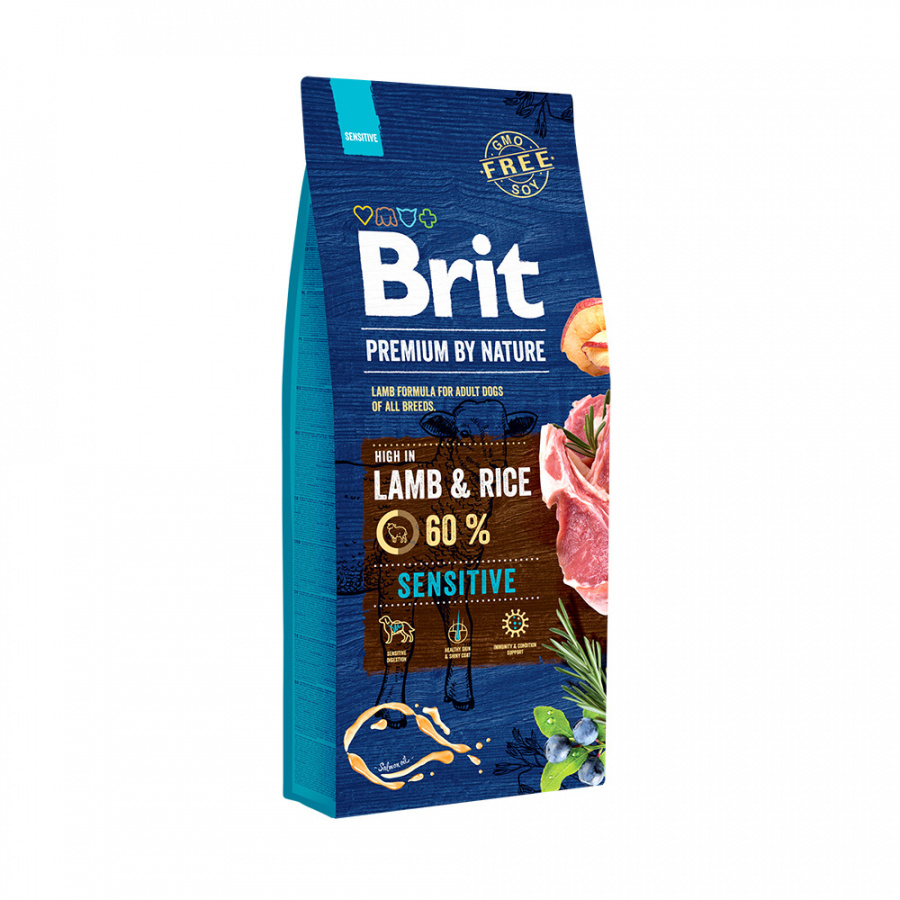 Корм сухой Brit Premium by Nature Sensitive Lamb & Rice для взрослых собак всех пород, с чувствительным пищеварением, с ягнёнком, 15 кг