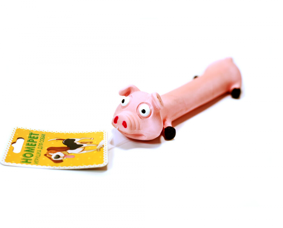 Игрушка для собак HOMEPET долговязый поросенок с пищалкой латекс 26 см