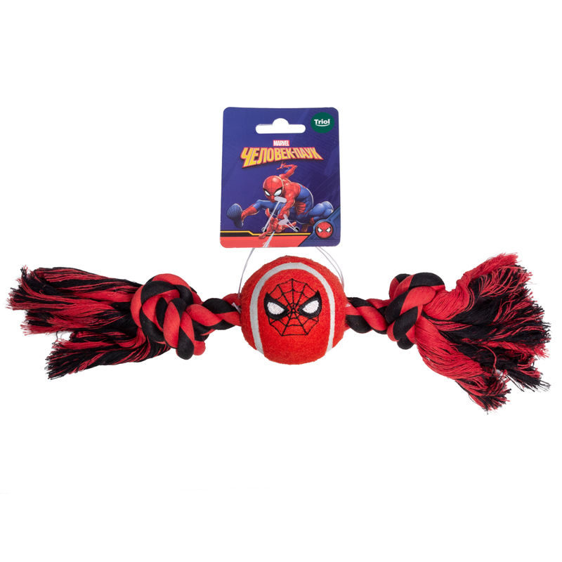Игрушка для собак Marvel Человек Паук «Верёвка и мяч», 31 см