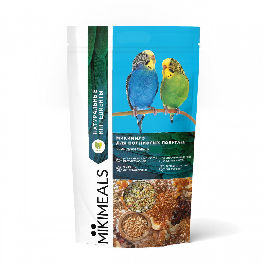 Корм для волнистых попугаев MIKIMEALS зерновая смесь, 400 г