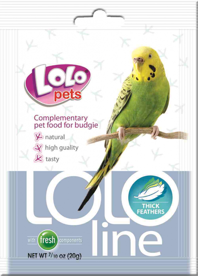 Кормовая добавка Lolo Pets Lololine для волнистых попугаев "Густые перья" 20 г