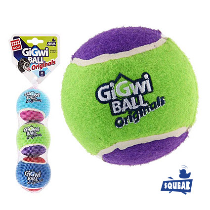 Игрушка для собак GIGWI Три Мяча с пищалкой, средний, 6,3 см