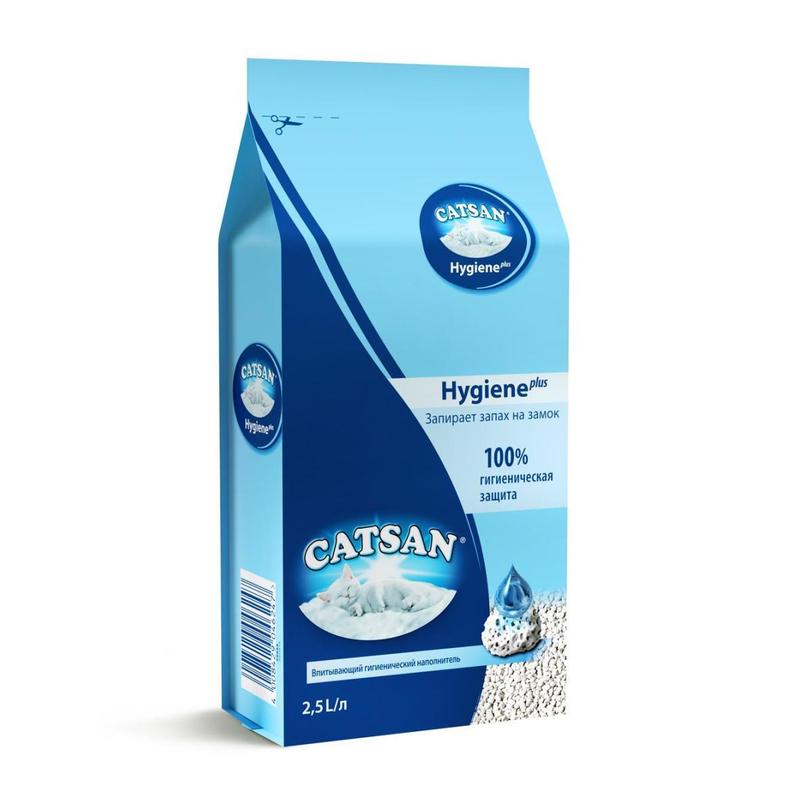 Наполнитель Catsan Hygiene Plus гигиенический впитывающий для кошачьего туалета, 2.5 л