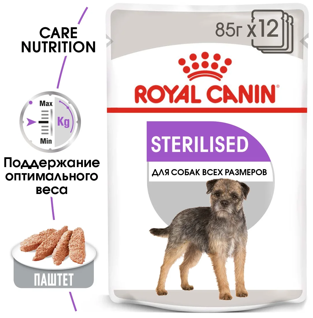 Влажный корм  Royal Canin Sterilised для взрослых стерилизованных собак, паштет 85 г