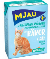 Влажный корм MJAU для кошек, мясные кусочки в соусе с креветками 370 г