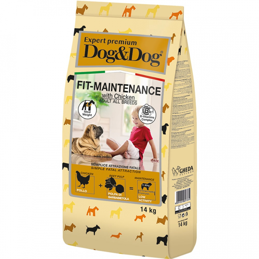 Сухой корм для взрослых собак Dog&Dog Expert Premium Fit-Maintenance для контроля веса, с курицей 14 кг
