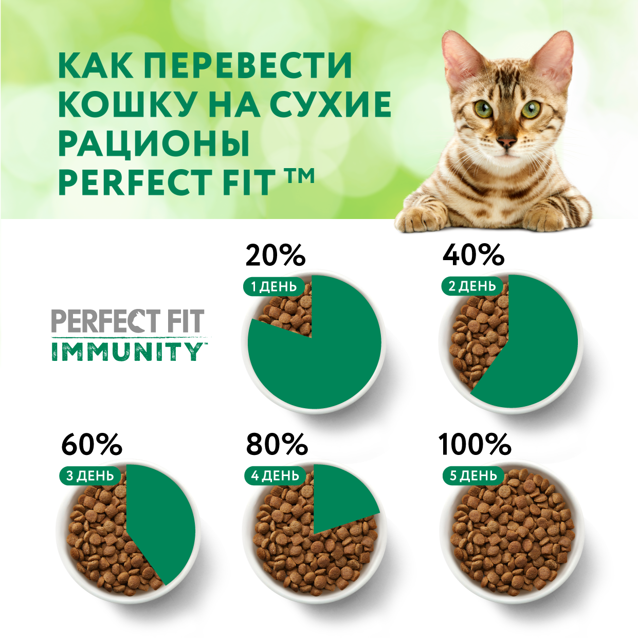 Сухой корм Perfect Fit Immunity для иммунитета кошек, индейка, спирулина и клюква, 580г