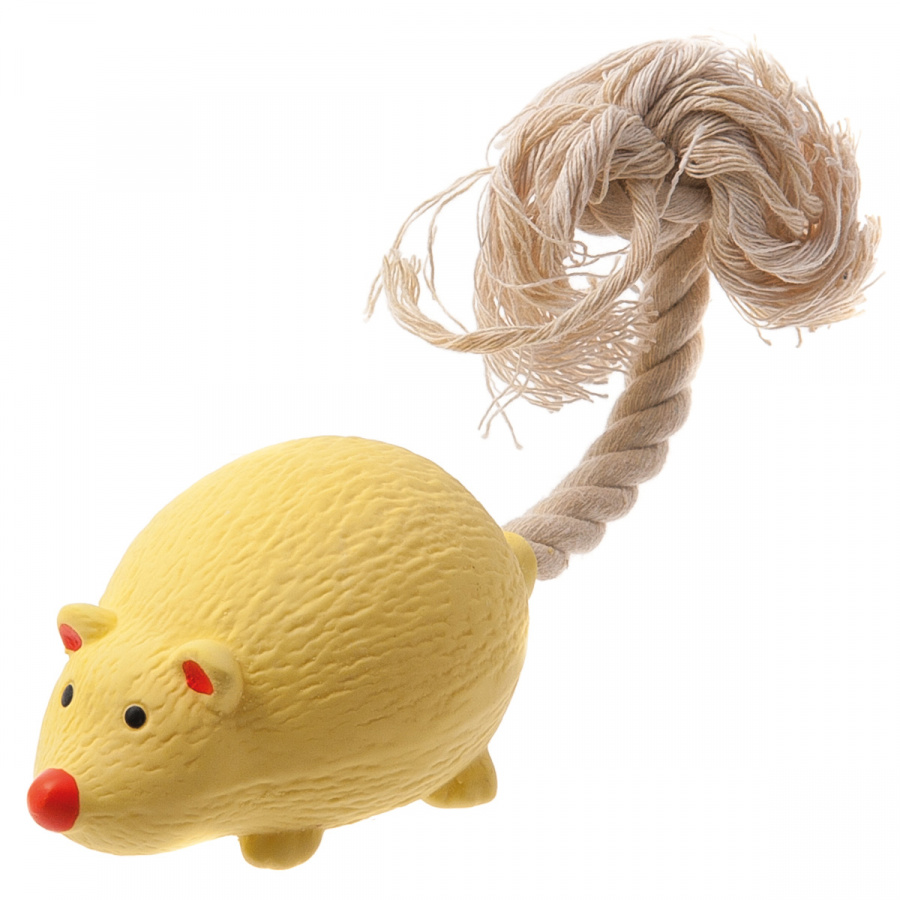 Игрушка для собак ZooOne Мышь с канатным хвостом, латекс 9 см