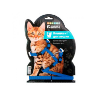 Комплект для кошки ГАММА шлейка цветная и поводок, 10 мм