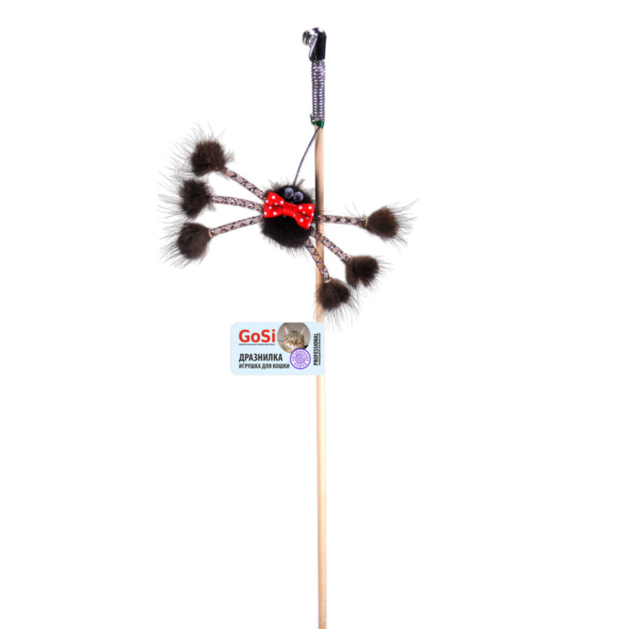 Игрушка для кошек GoSi Махалка Паук из норки МИККИ, на веревке