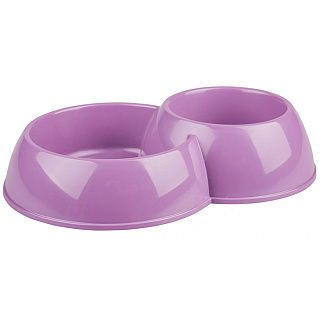 Миска для кошек двойная "Феликс" цвет-фиолетовый 295x200x70мм