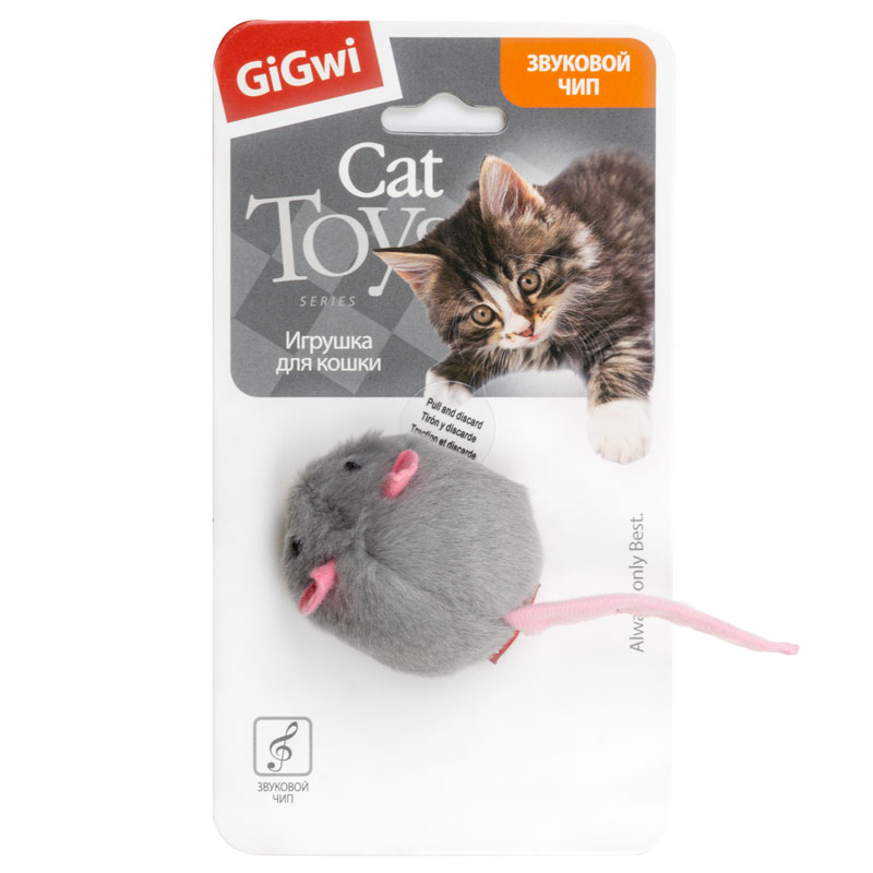 Игрушка для кошек GiGwi Мышка со звуковым чипом, 6 см