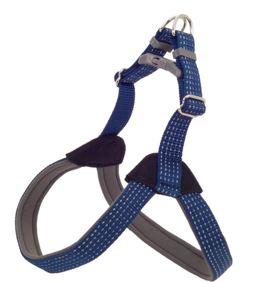 Шлейка для собак Каскад Премиум нейлон с подкладкой синяя, 25мм 31-37см