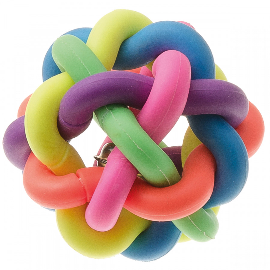 Игрушка для собак ZooOne Мяч плетёный резиновый с колокольчиком, 65 мм 