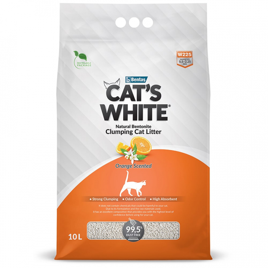 Наполнитель комкующийся для кошачьего туалета Cat's White Orange с ароматом апельсина, 10 л