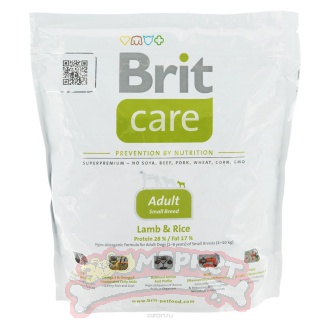 Корм BRIT Care Adult Small гипоаллергенный для взрослых собак мелких пород с ягненоком и рисом 1кг
