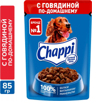 Влажный корм для собак Chappi «Сытный мясной обед. С говядиной по-домашнему», 85г