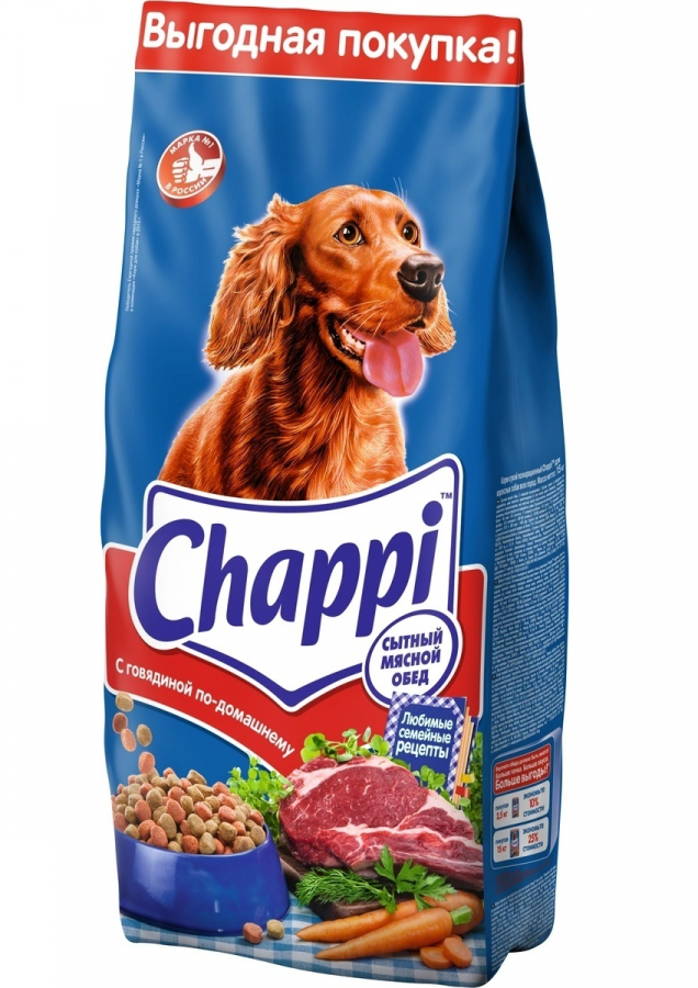 Корм сухой Chappi  для взрослых собак,  с говядиной по-домашнему, 15 кг