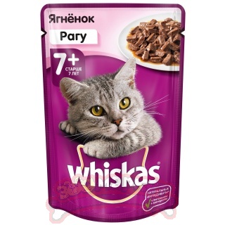 Влажный корм Whiskas для кошек старше 7 лет, с ягненком, 85 г