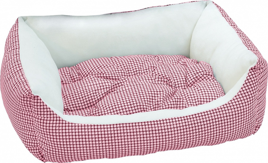 Лежанка - диван для животных Зооник в клетку бордовый 45х52х17 см