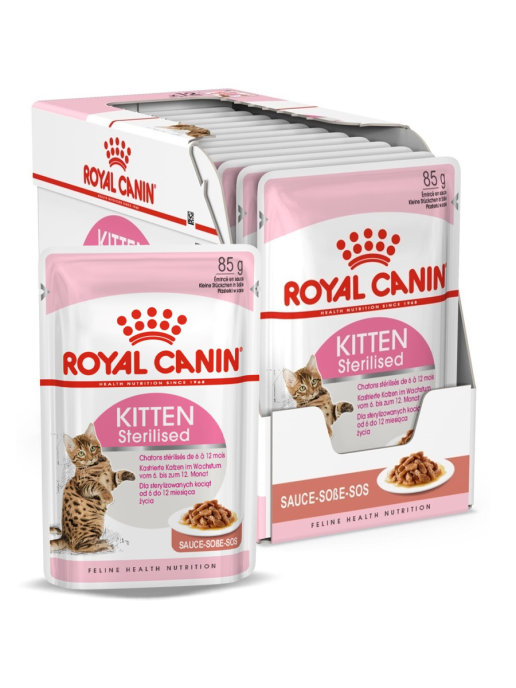 Влажный корм Royal Canin Kitten Sterilised для стерилизованных котят от 6 до 12 месяцев,  (в соусе), 85 г