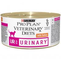 Влажный корм Pro Plan Veterinary Diets Urinary для взрослых кошек при болезни нижних отделов мочевыводящих путей, с индейкой, 195 г