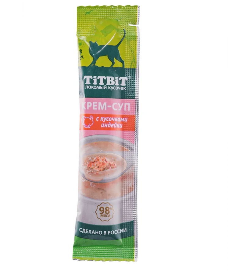 Лакомство для кошек TiTBiT Крем-суп с кусочками индейки 10 г
