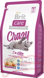 Гипоаллергенный сухой корм для котят Brit Care «CRAZY» Kitten с курицей и рисом 400 г