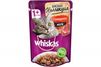 Влажный корм Whiskas Meaty для взрослых кошек с говядиной в желе, 75 гр.