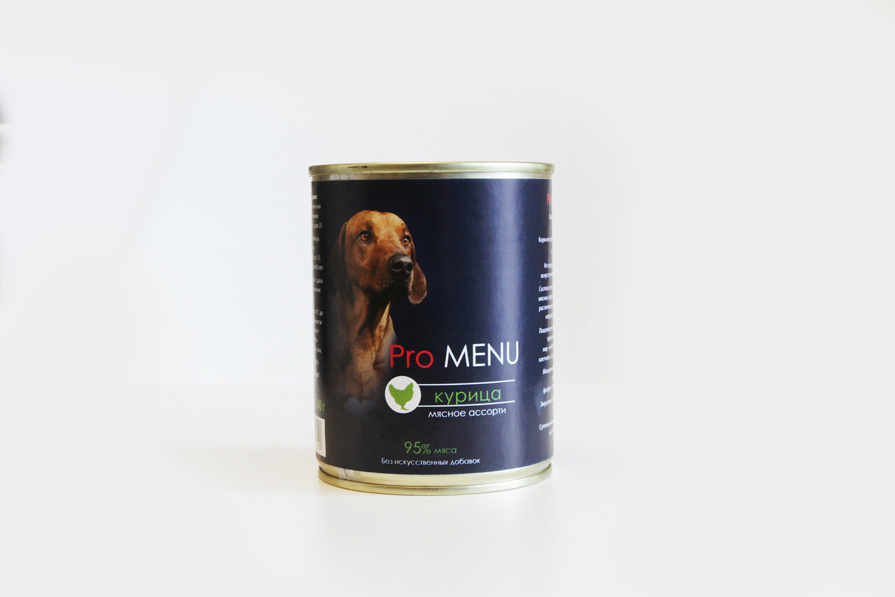 Влажный корм  PRO MENU для собак Мясное ассорти с курицей 410 г