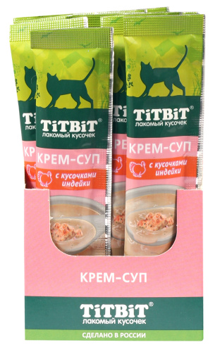 Лакомство для кошек TiTBiT Крем-суп с кусочками индейки 10 г