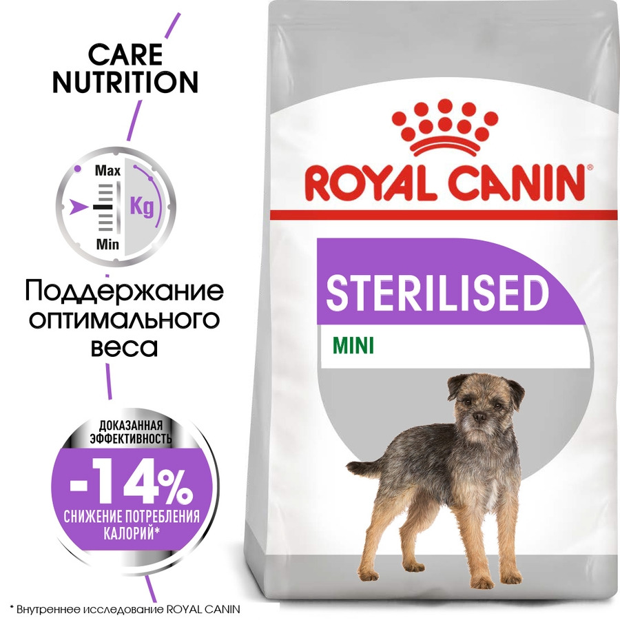 Корм сухой Royal Canin Mini Sterilised для взрослых  стерилизованных собак мелких размеров, склонных к набору веса 3 кг