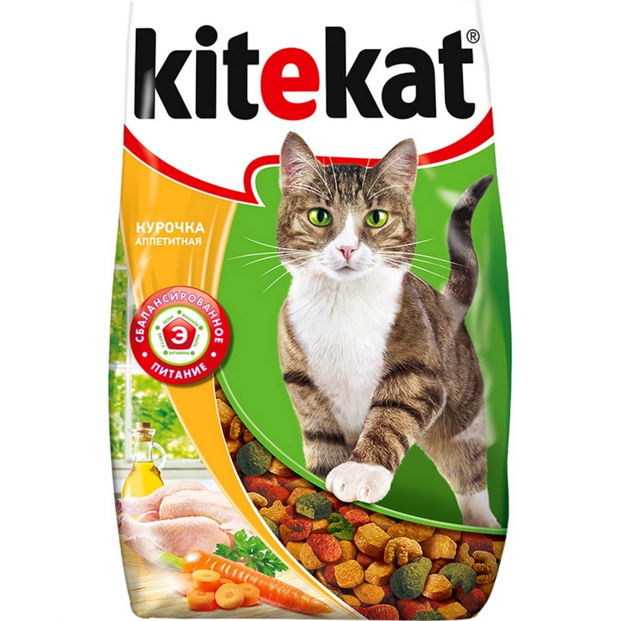 Корм сухой  Kitekat для взрослых кошек, курочка аппетитная, 800 г