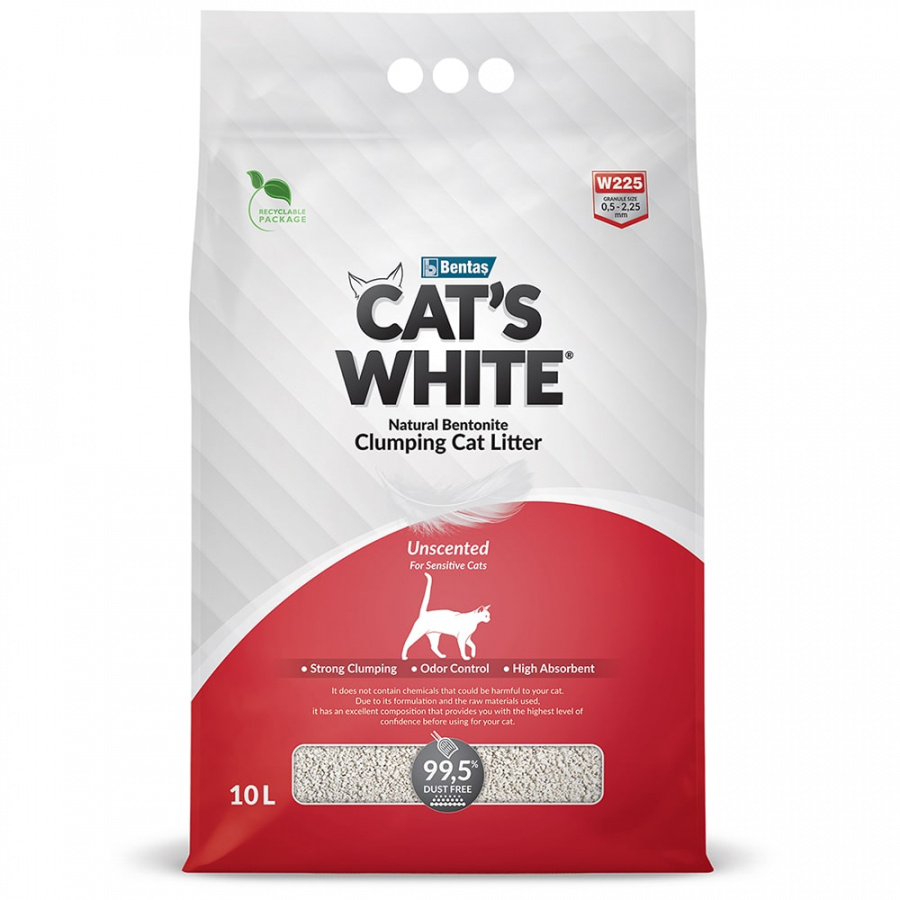 Наполнитель для кошачьего туалета Cat's White Natural без ароматизатора, комкующийся  10 л