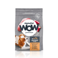 Корм сухой для мелких пород собак ALPHAPET WOW индейка и рис, 1,5 кг