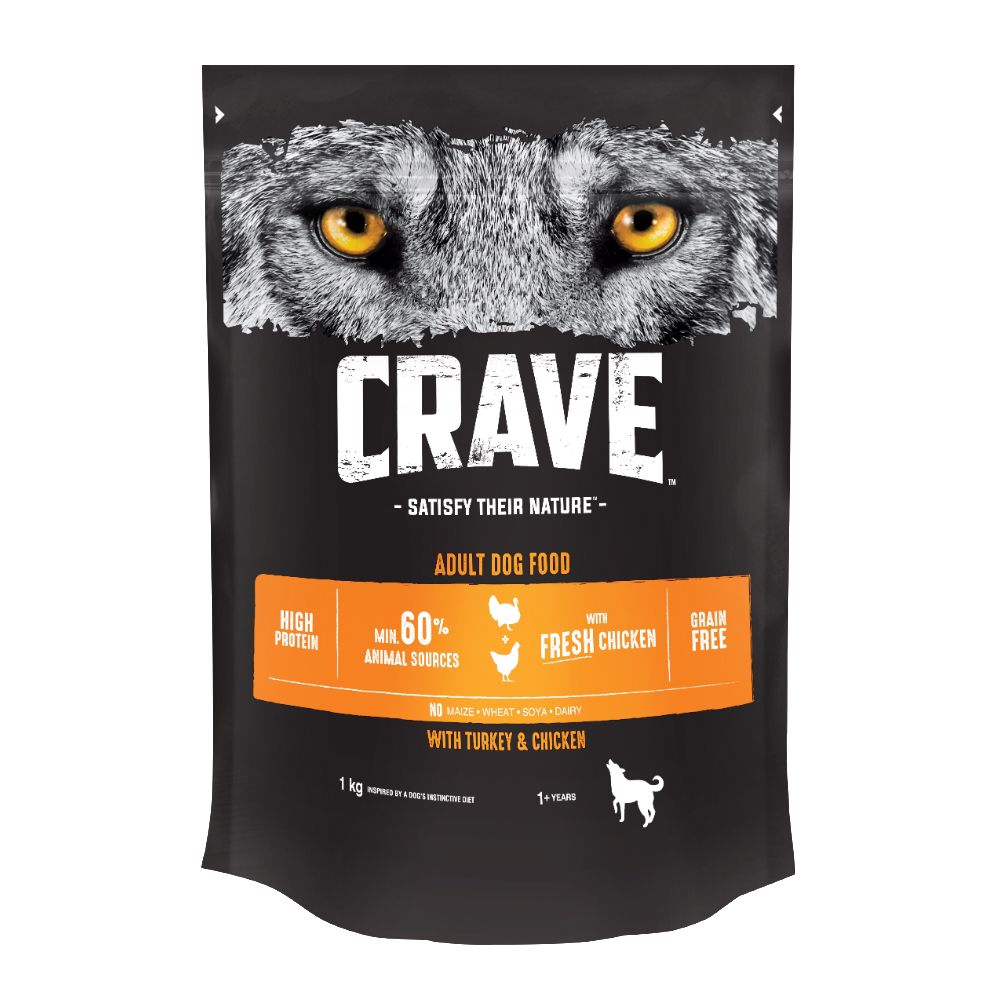 Корм сухой Crave для взрослых собак, с курицей и индейкой 1 кг