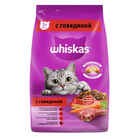 Whiskas Сухой корм для взрослых кошек, подушечки с нежным паштетом, с говядиной, 1,9 кг