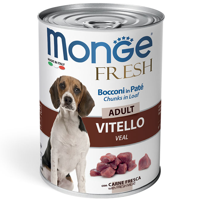  Monge Dog Fresh Chunks in Loaf консервы для собак мясной рулет телятина 400г