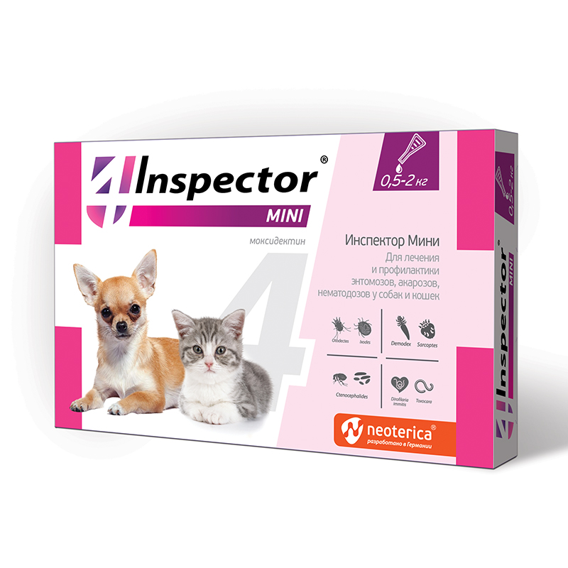 Противопаразитарные капли INSPECTOR Mini для кошек и собак от 0,5 до 2 кг
