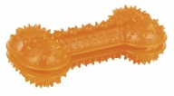 Игрушка для собак Косточка с лакомствами, резиновая, оранжевый, 13х6х4,5 см